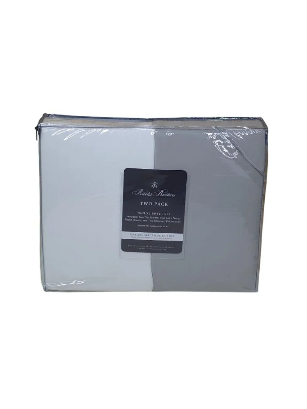 Brooks Brothers Two Sets Twin XL Sheets Fits Mattresses Up To 16” Gray & White
